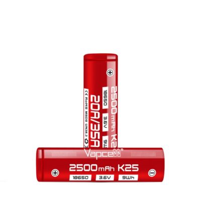 vapcell k25 18650 battery 2500mah 20a