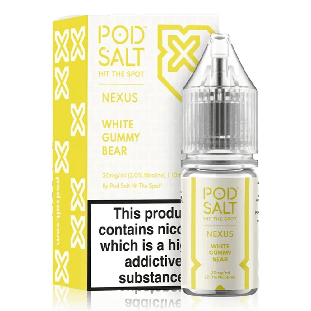 White Gummy Bear Salt E-Liquid By Pod Salt (BB 09/2026)10ml 1 white gummy bear salt e-liquid by pod salt nexus 10ml