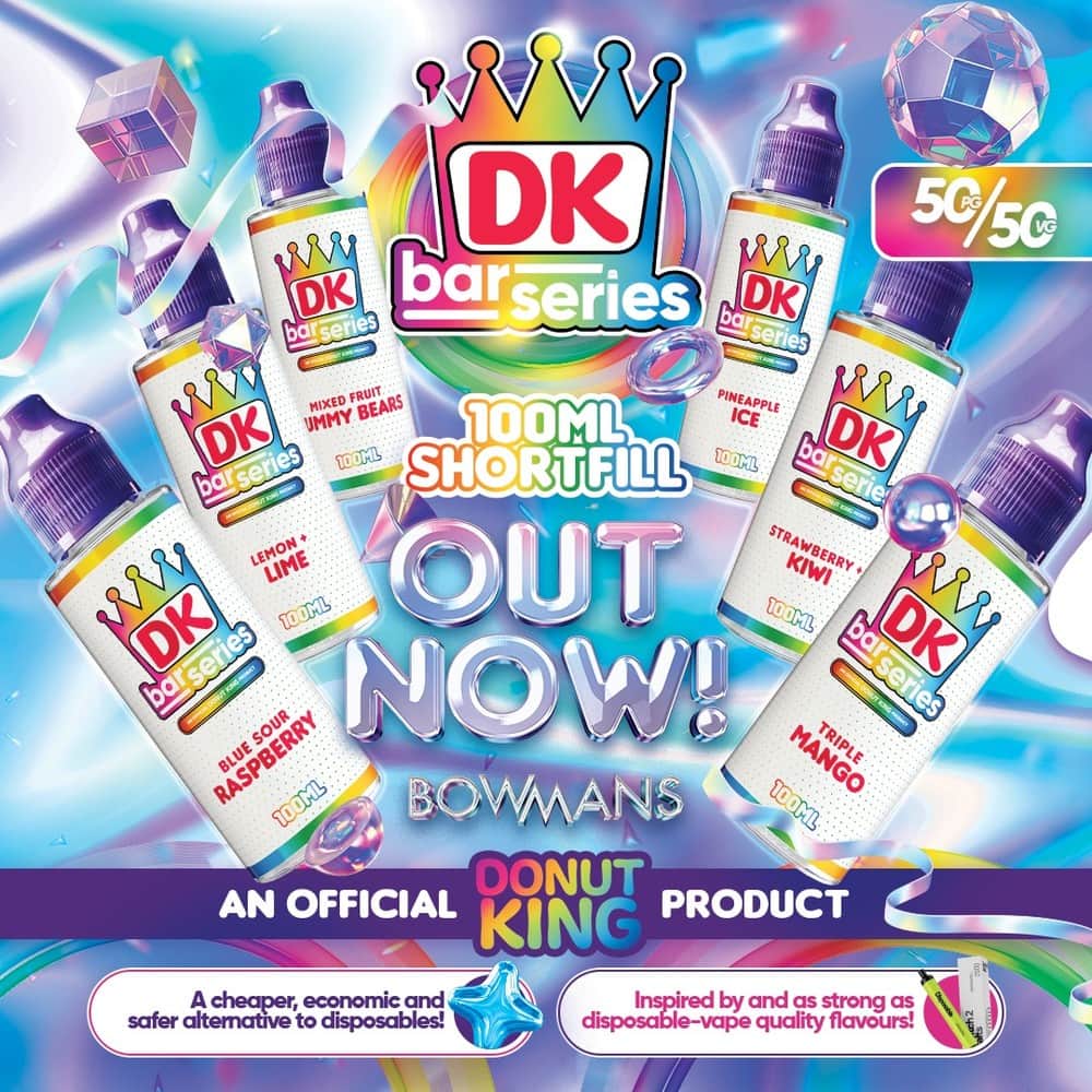 Mixed Fruit Gummy Bears Bar Series Shortfill E-Liquid By Donut King 100ml £4.89 5 donut king bar series shortfill e-liquid banner