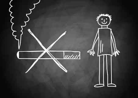 drawing of woman next to no smoking sign