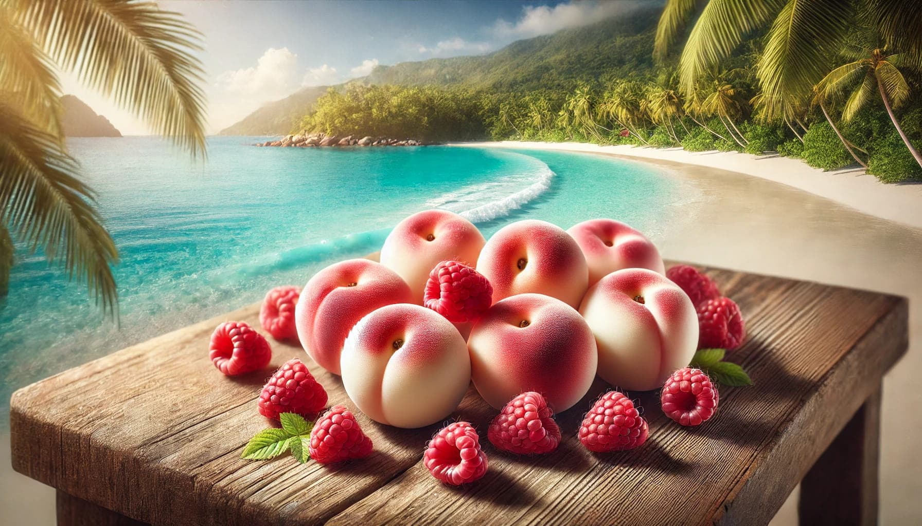 White Peach Raspberry Doozy Seriously Tropical Shortfill E-Liquid 100ml background