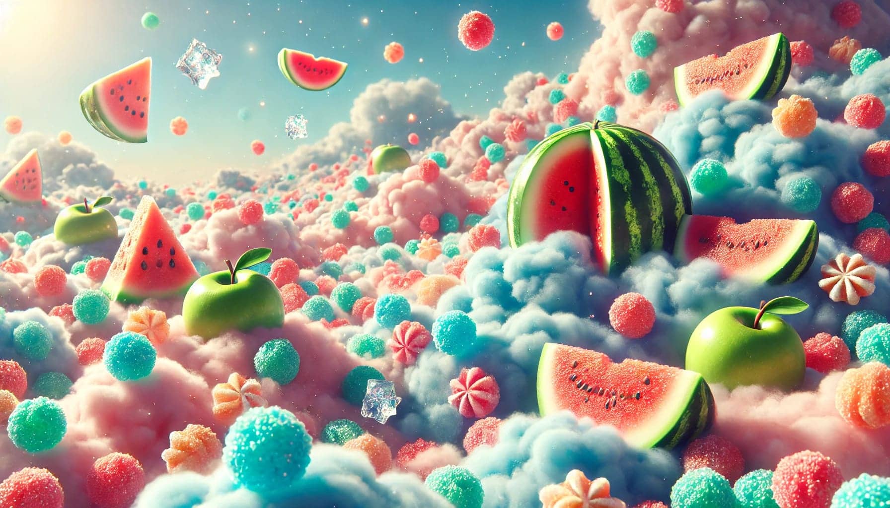 Watermelon Apple Ice Shortfill E-liquid by Cloud Nurdz 100ml background