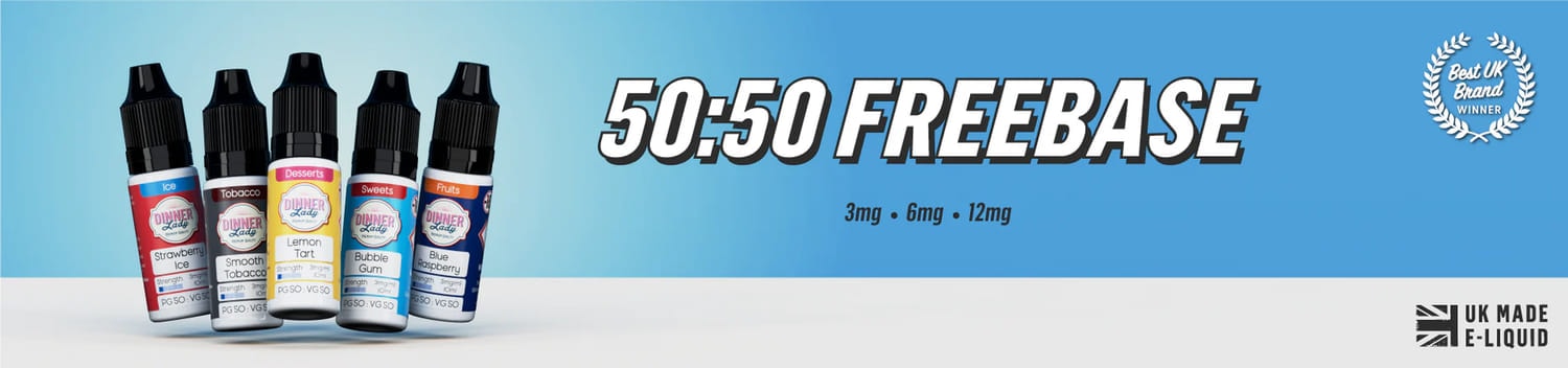 dinner e-liquid free base 5050 banner
