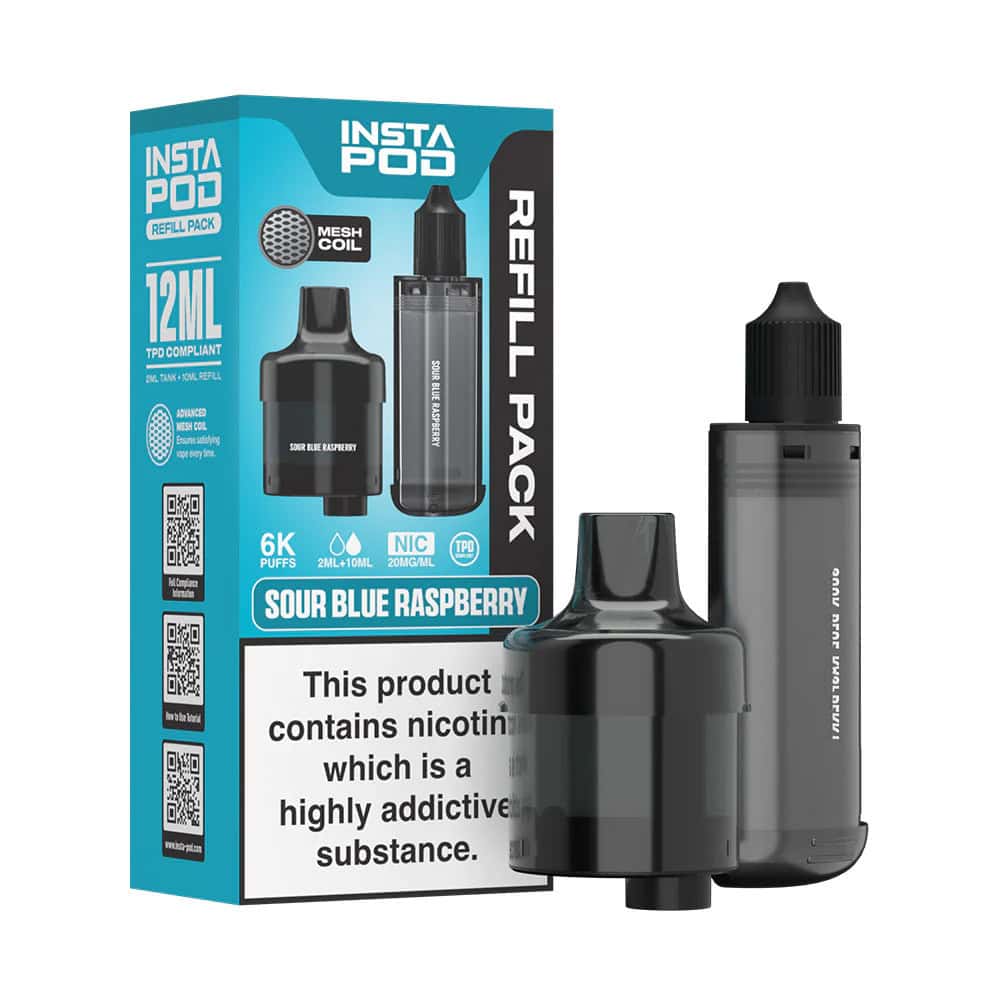 Insta Pod Replacement Prefilled Pods 12 sour blue raspberry replacement prefilled pod by insta pod