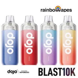 Dojo Blast 10k Prefilled Pod Vape Kit with dojo blast and rainbowvapes logo
