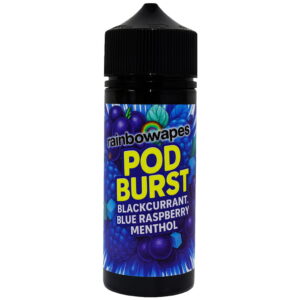 blackcurrant blue raspberry menthol shortfill e-liquid by pod burst rainbowvapes