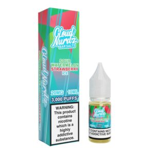 sour watermelon strawberry ice salt e-liquid by cloud nurdz 10ml