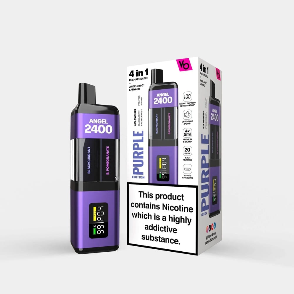 Vapes bars angel 2400 4 in one disposable vape in purple