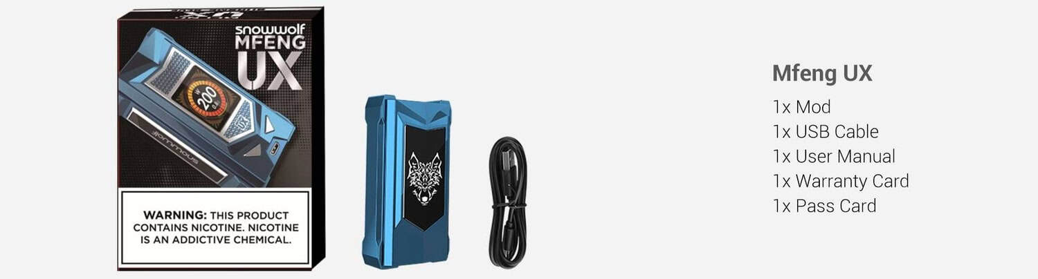 SnowWolf MFENG UX 200W TC Box Mod CONTENTS