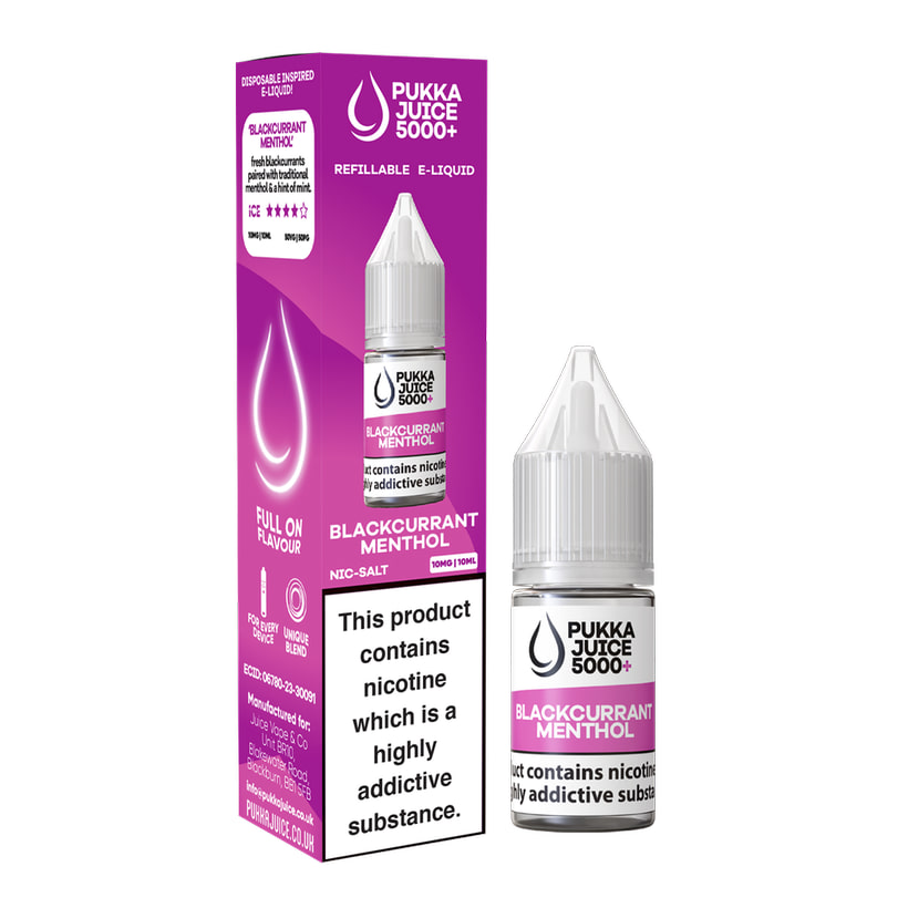 Pukka Juice 5000+ Blackcurrant Menthol Nic Salt E-Liquid 10ml