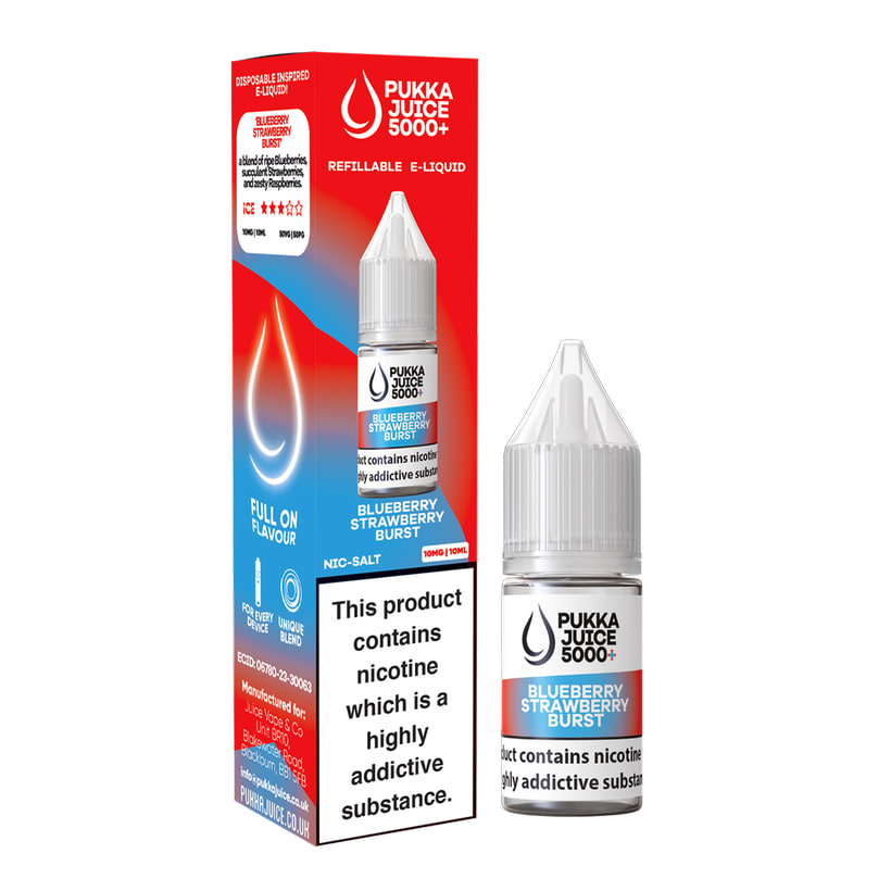 Pukka Juice 5000+ Blueberry Strawberry Burst Nic Salt E-Liquid 10ml
