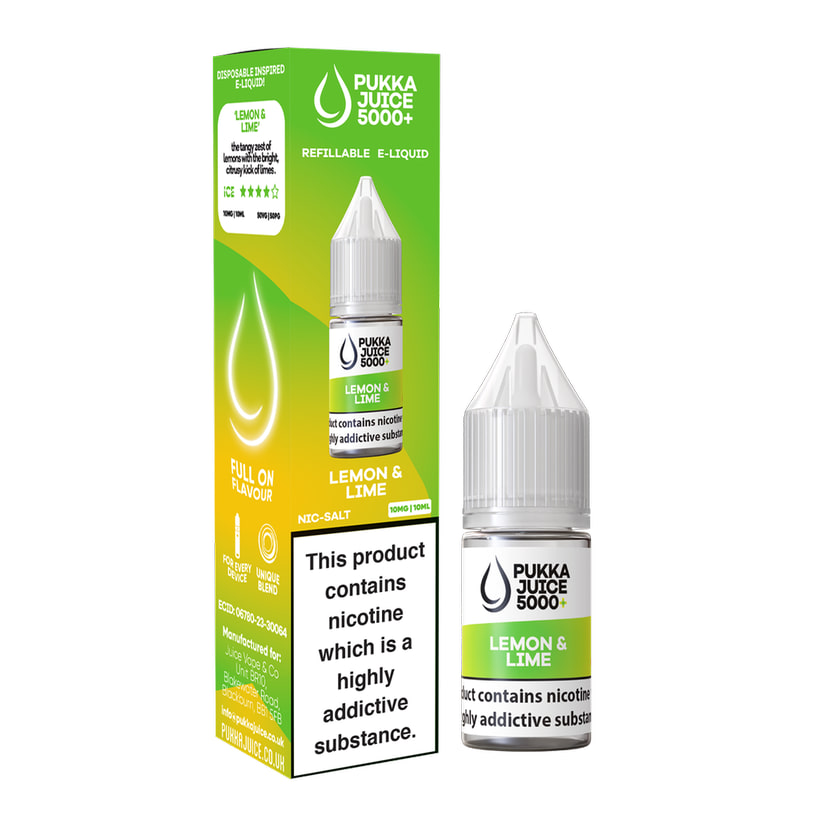 Pukka Juice 5000+ Lemon & Lime Nic Salt E-Liquid 10ml
